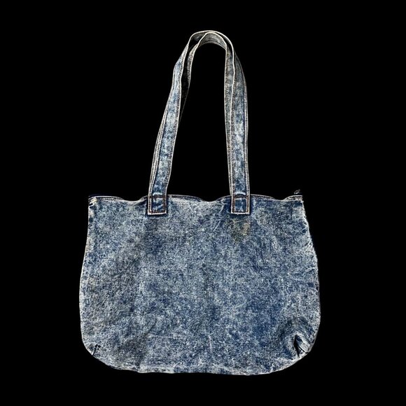 Vintage Denim Tote Blue Acid Wash 1980s Shane Purse Shoulder Bag Retro Fashion - Picture 3 of 12